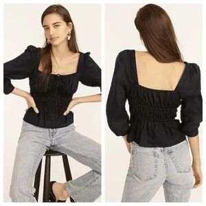 New J crew cinched waist peasant milkmaid blouse